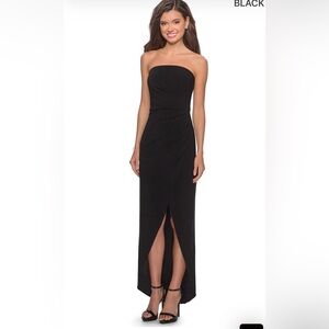 LA FEMME 28204 DRESS Elegant Black Strapless Dress Sz 8